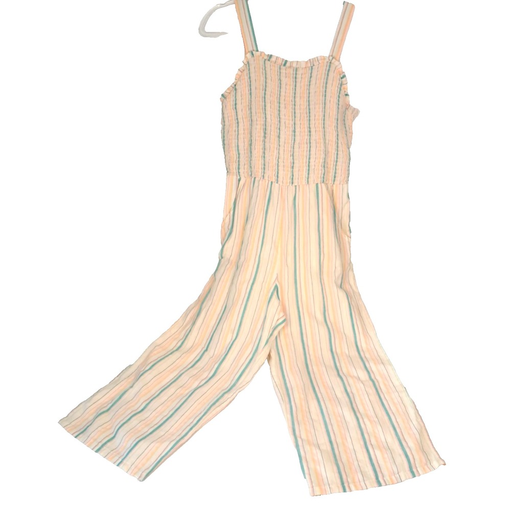 Cat & Jack Cream Striped Jumpsuit‎ Romper Girls 16 XL Back To School Casual